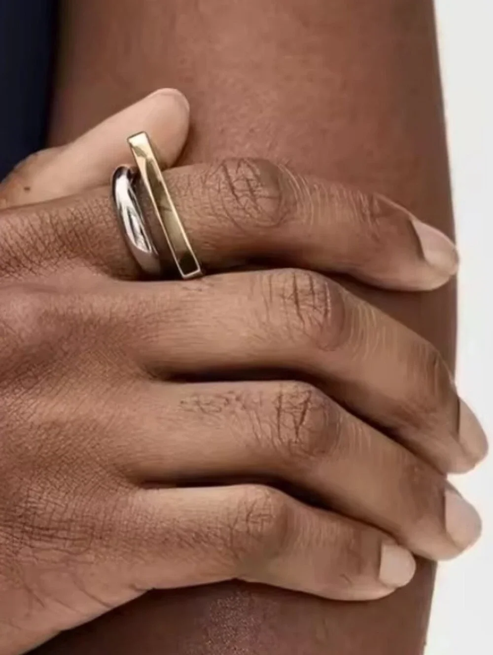 New! Two-Tone Gold and Silver Modern Ring • NWOT #2015A